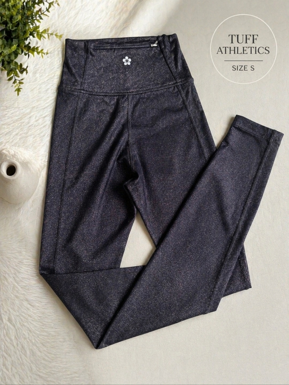 Tuff Athletics High-Waisted Shimmer Leggings with Zip Pocket – Size S